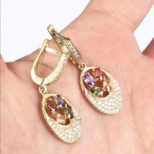 Vintage Jewelry - Sultan Ottoman Ruby Amethyst Silver Drop Earrings Vintage Jewelry - Sultan Ottoman Ruby Amethyst Silver Drop Earrings